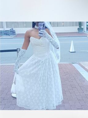 Vintage Scott McClintock White Lace Bridal Gown